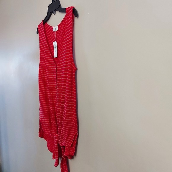 Anthropologie t.la Effervescent Tank Top Size XS Red White Striped Tie Front - Picture 11 of 12